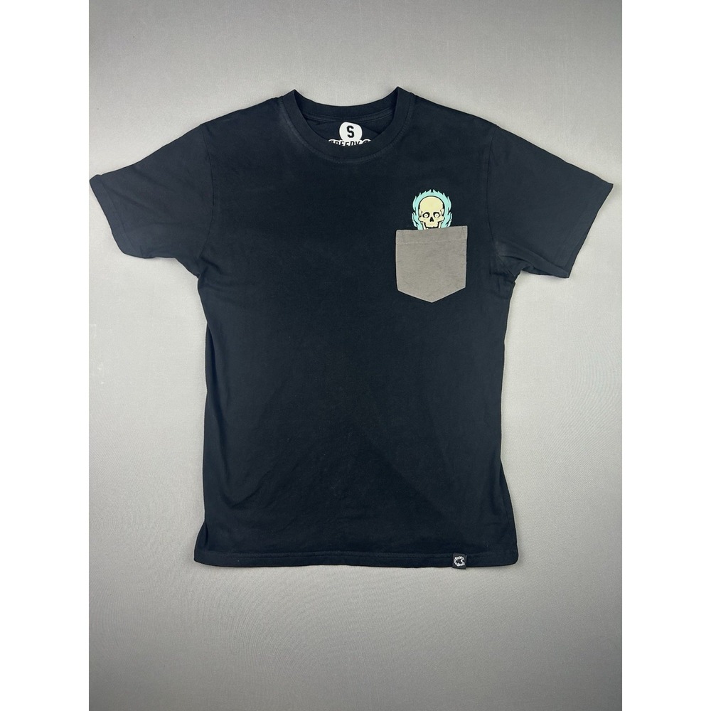 Creepy Co. Men's‎ S Beistle Flaming Skull Pocket Tee Shirt (Read)